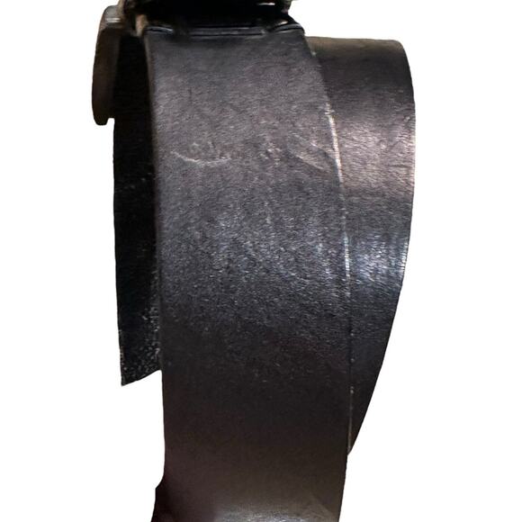 Fossil Men's Size 32 Black Wide Leather Belt Silver Buckle - Picture 8 of 9